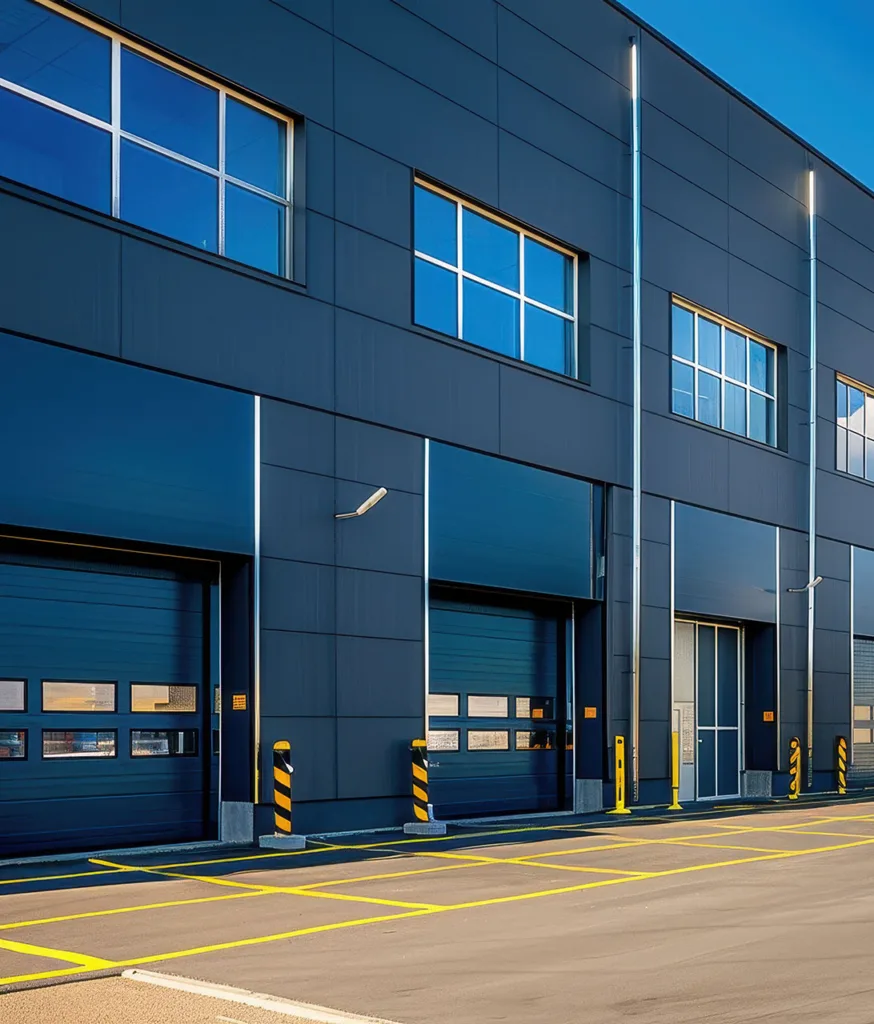 Industrial Cladding Services this image shows dark grey cladding on industrial units