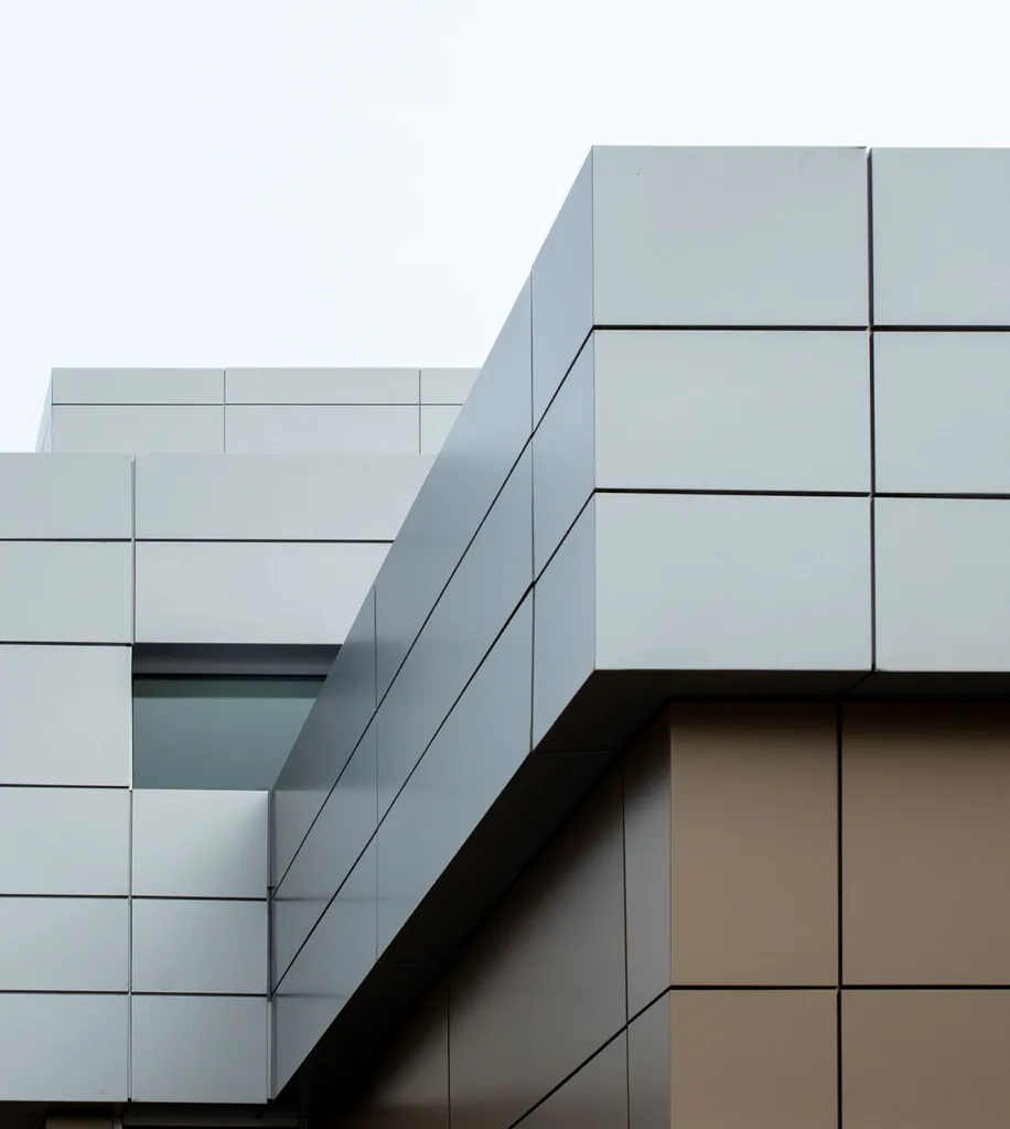 Industrial Cladding Services this image shows the top aspect of an office building with cladding