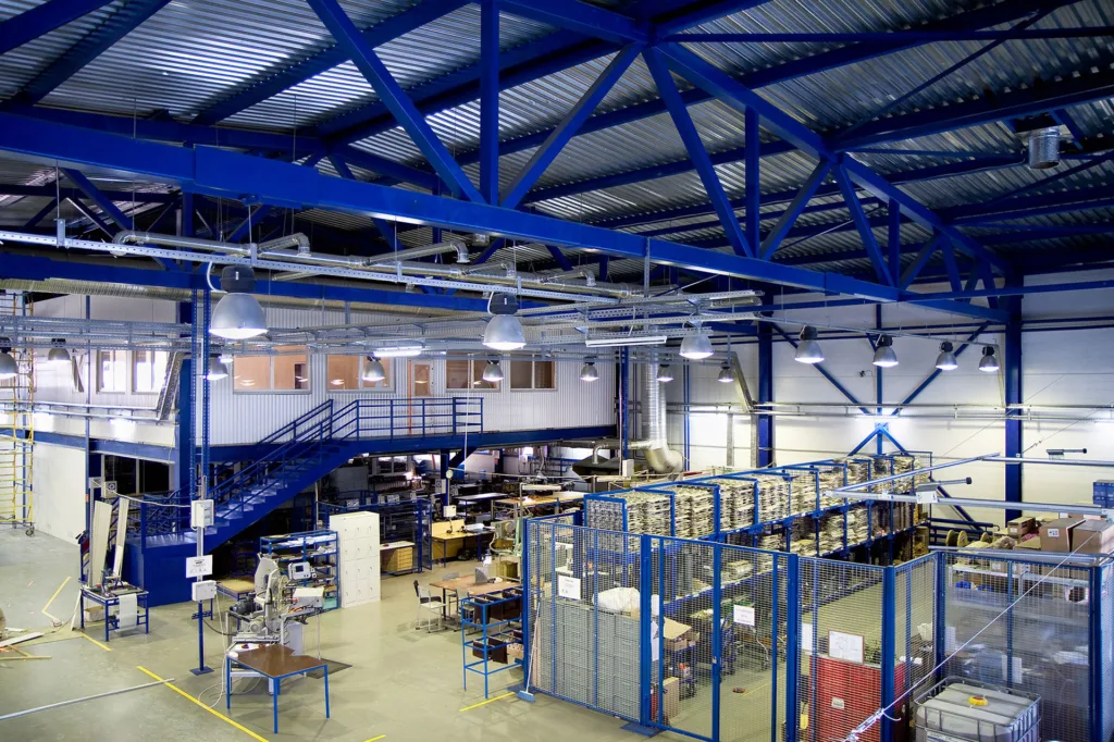 Warehouse Storage & Safety Solutions this image shows mezzanine floor and staircase