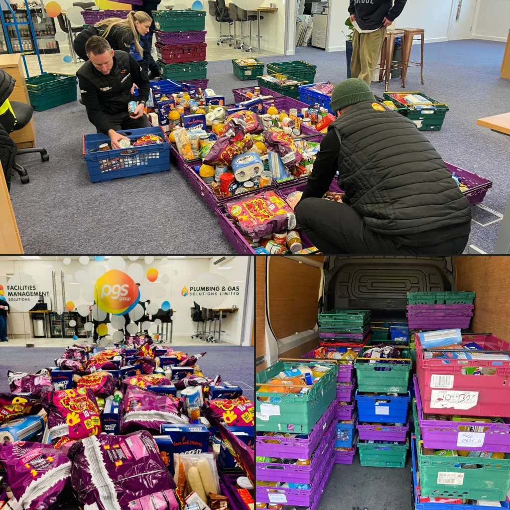 FMS team and volunteers at Milton Keynes food bank reverse advent calendar event