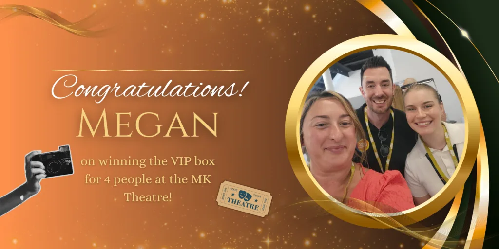 The announcement of Megan Sim winning the theatre box tickets